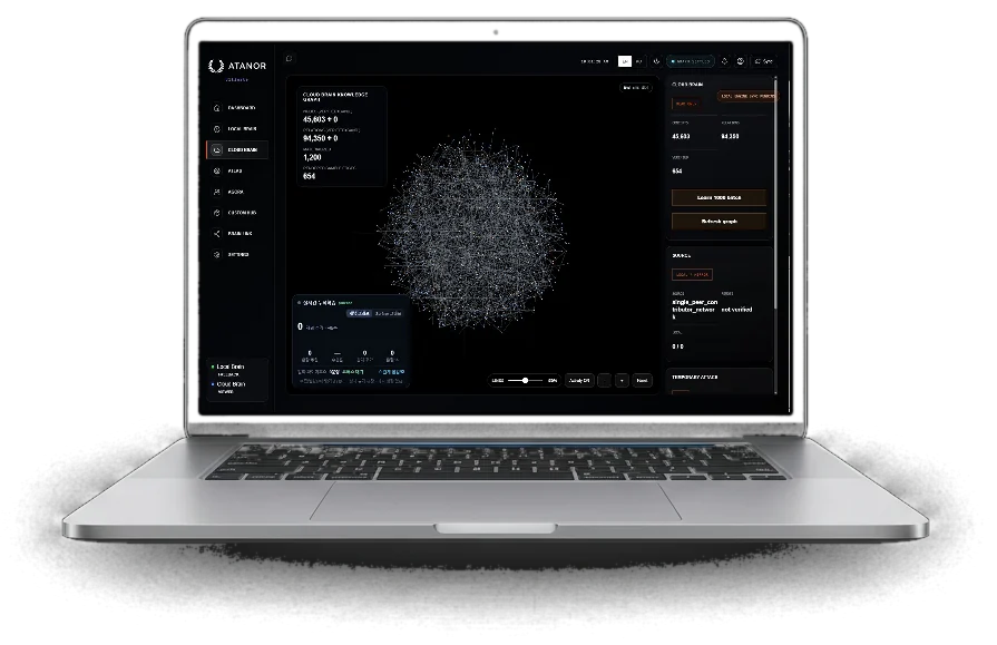 ATANOR Cloud Brain on a laptop — live knowledge graph
